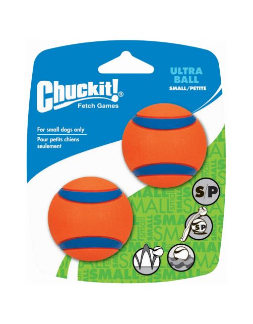 Chuckit Ultra Ball S 2 Pack - Hondenspeelgoed - Ø5 cm Oranje Blauw Small