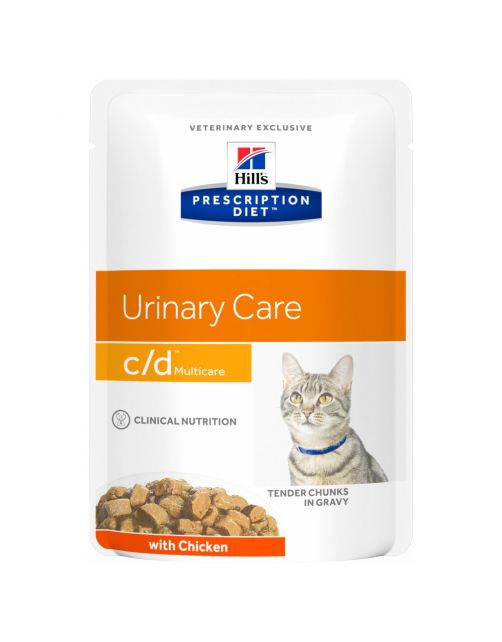 Hill's Prescription C/D Multicare Urinary Care Maaltijdzakje - Kattenvoer Kip 12x85 g Veterinaire Dieetvoeding - Dieetvoer - Pets Place