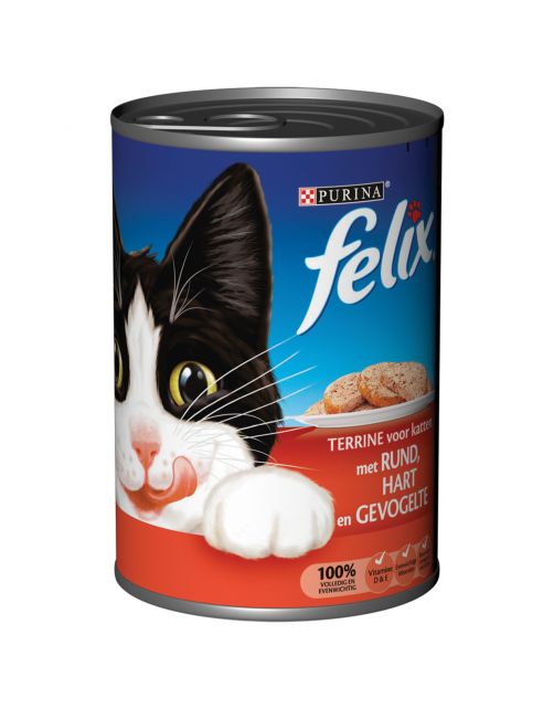 Felix Blik 3 Vleessoorten - Kattenvoer - Rund Hart Gevogelte 400 g