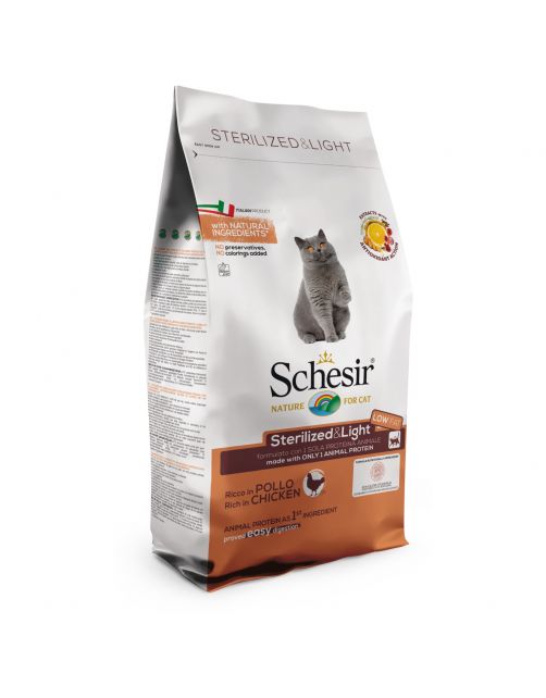 Schesir Cat Dry Sterilized-Overweight Kip - Kattenvoer - 1.5 kg