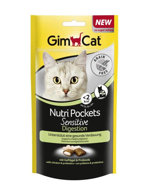 Gimcat Nutri Pockets Sensitive Digestion - Kattensnack - Gevogelte Probiotica 50 g
