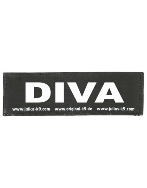 Julius-K9 Klittenband Tekstlabel Diva - Hondenharnas - 11x3 cm Zwart S