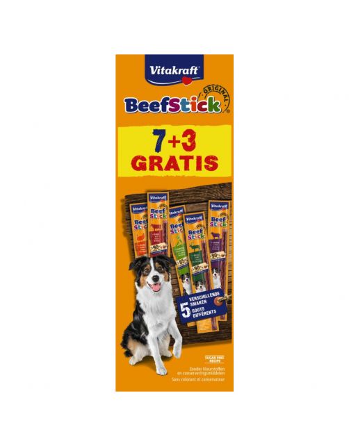 Vitakraft Beefsticks Voordeelverpakking - Hondensnacks - 10x12 g 7+3 stuks