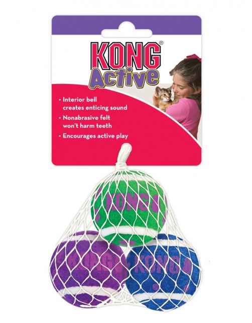 Kong Tennis Ball With Bells - Kattenspeelgoed - 4x4x4 cm Assorti