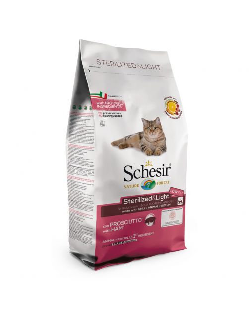 Schesir Cat Dry Sterilized & Light Ham - Kattenvoer