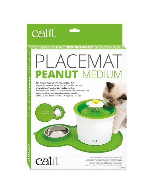 Catit Placemat Peanut Inclusief Rvs Bakje 35 x 23 x 3 cm - Kattendrinkbak