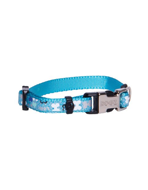 Rogz Lapz Trendy Halsband Bones Blauw - Hondenhalsband