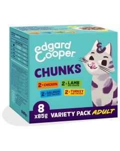 Edgard&Cooper Multipack Chunks - Kattenvoer - Kip Zalm Lam 8x85 g